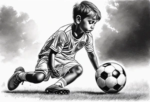 Little boy playing soccer tattoo idea