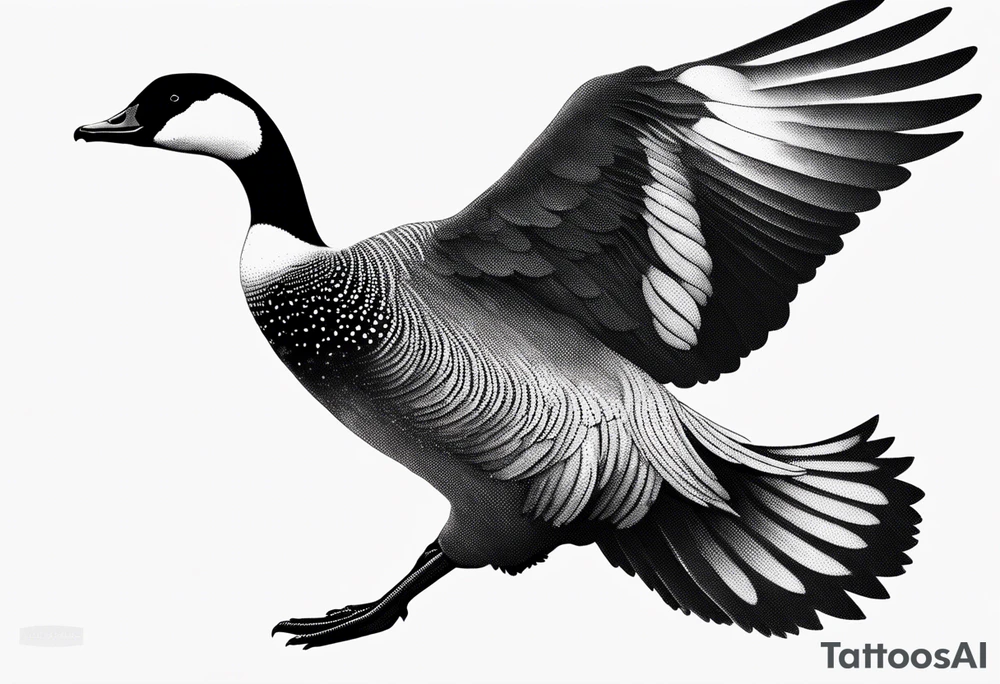 canadian goose shaking wings in profile tattoo idea