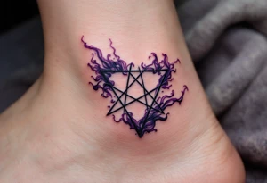 A dark purple inverted pentagram with swirling smoke, with a subtle spectral glow in the background. tattoo idea