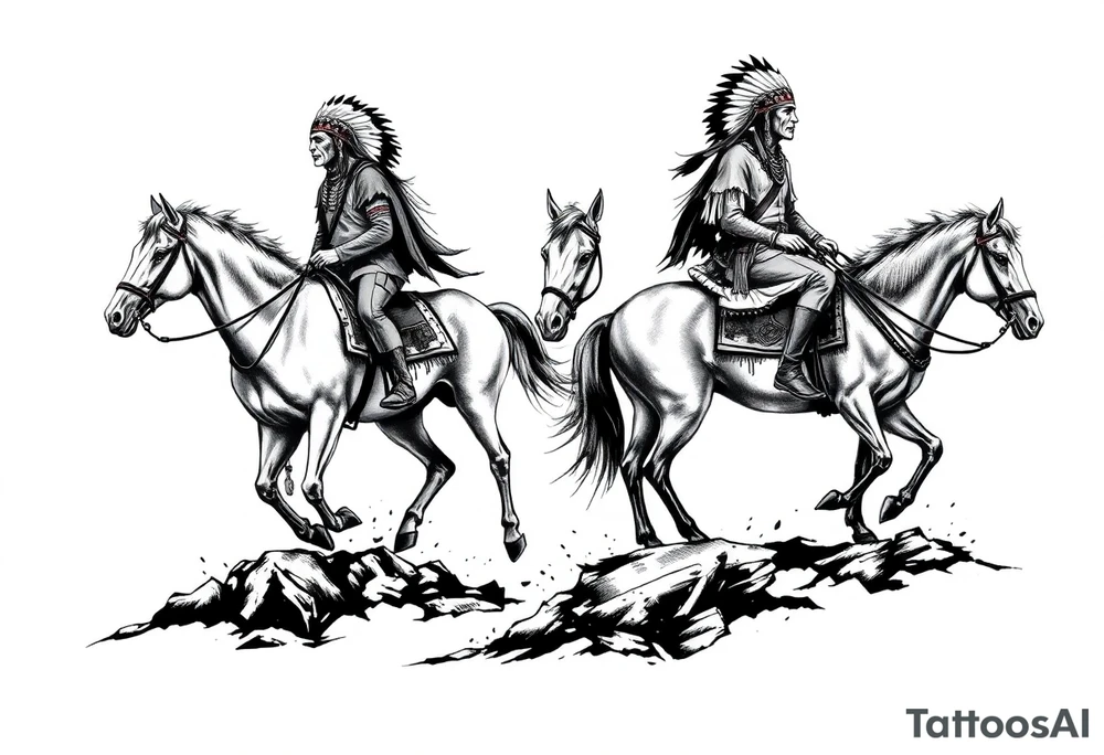 Native American warriors on horses tattoo idea