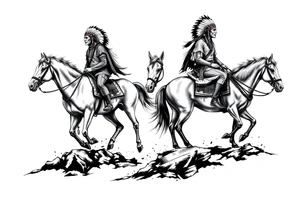 Native American warriors on horses tattoo idea