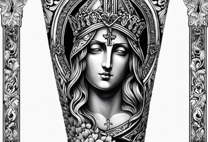 Forearm sleeve that is christian detailed and has saints tattoo idea