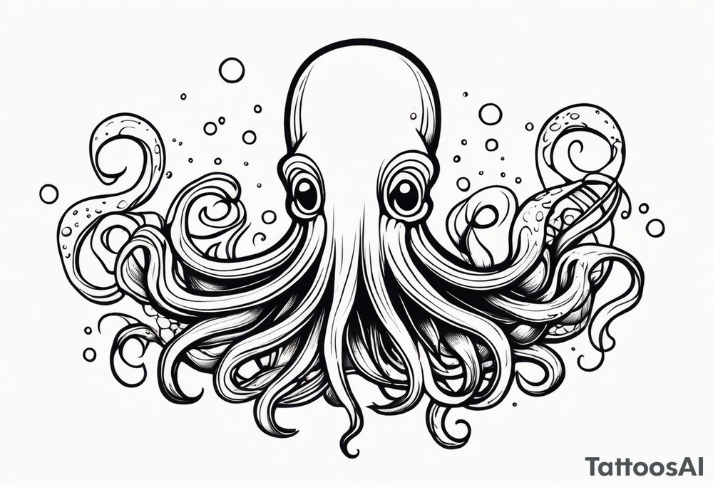 Fear of the deep squid body ink
lowbrow art tattoo idea