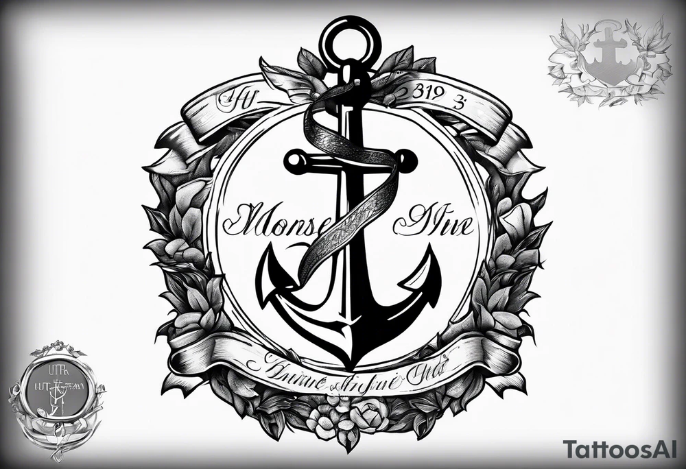 Anchor with ribbon and psalm 23:19 on ribbon tattoo idea