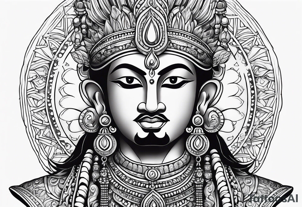 Realistic Vishnu tattoo idea