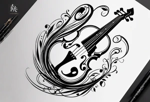 Simple minimalist tattoo in the style of single needle art depicting musical notes in the shape of letters “l” and “r” tattoo idea