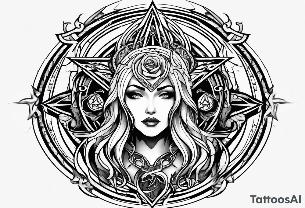 Lilith symbol inside a pentagram tattoo idea