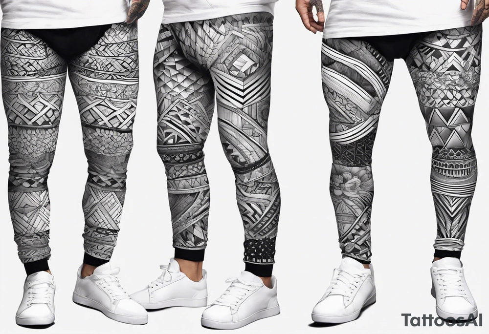 Butt and leg male sleeve patterns tattoo idea