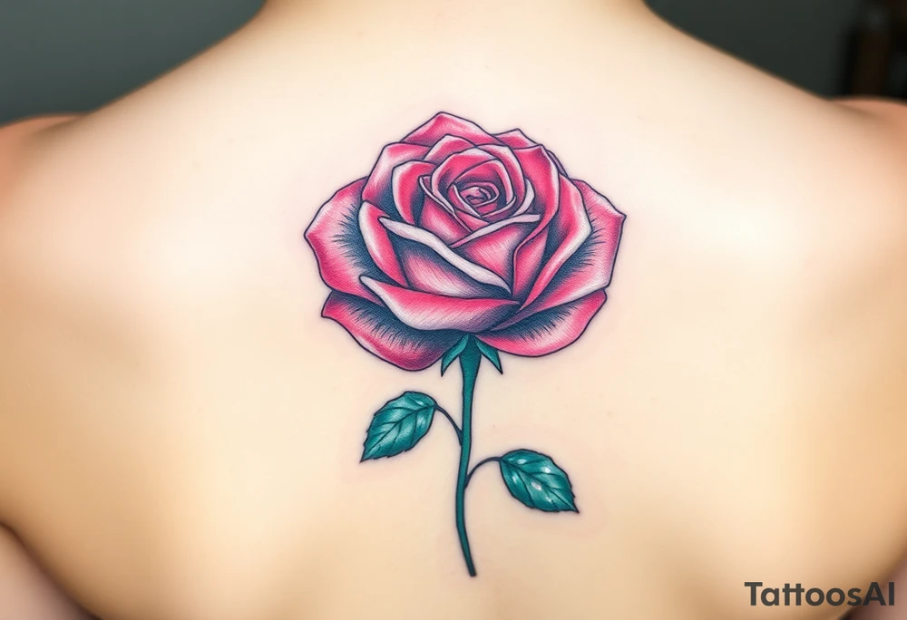 a rose with 3 colors, ruby as the base, aquamarine as the next layer and tourmaline as the middle tattoo idea