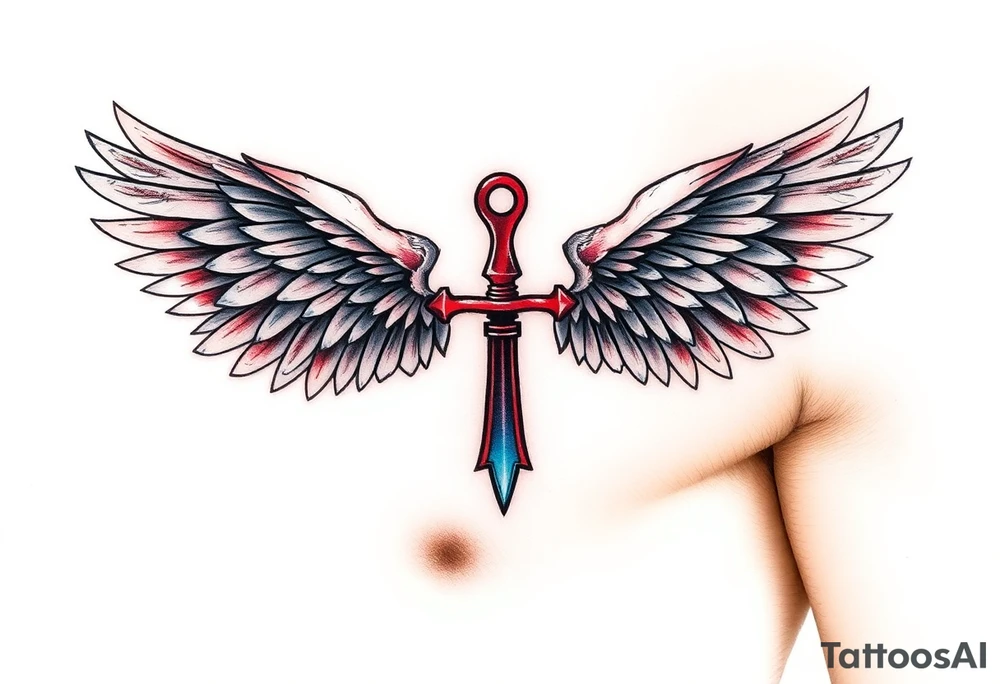 Angel Wings in the Shape of an Ankh (only red , blue and black are possible colors) tattoo idea
