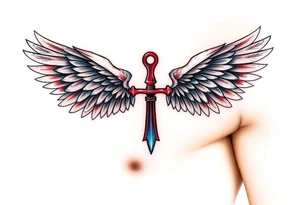 Angel Wings in the Shape of an Ankh (only red , blue and black are possible colors) tattoo idea