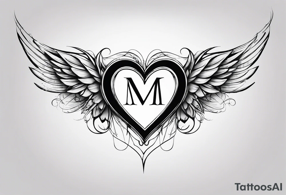 An interupted thin single line for the under arm, with symbols in the best fitting order for (1) the number 22, (2) a heart in forms of initials M and S, (3) angel wings and (4) the + symbol. All in the right order and proportion. tattoo idea