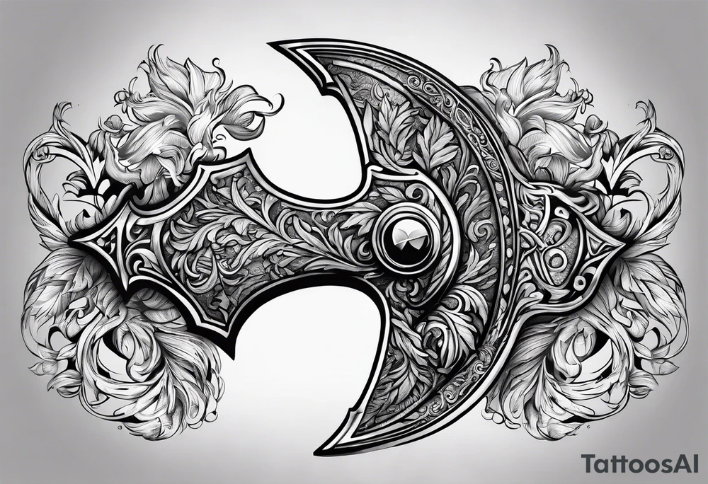 Axe with engravings tattoo idea