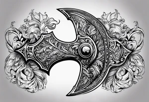 Axe with engravings tattoo idea