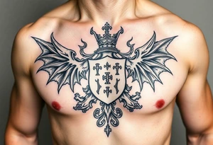 Powerful and Demonic Irish family crest for a full chest tattoo tattoo idea