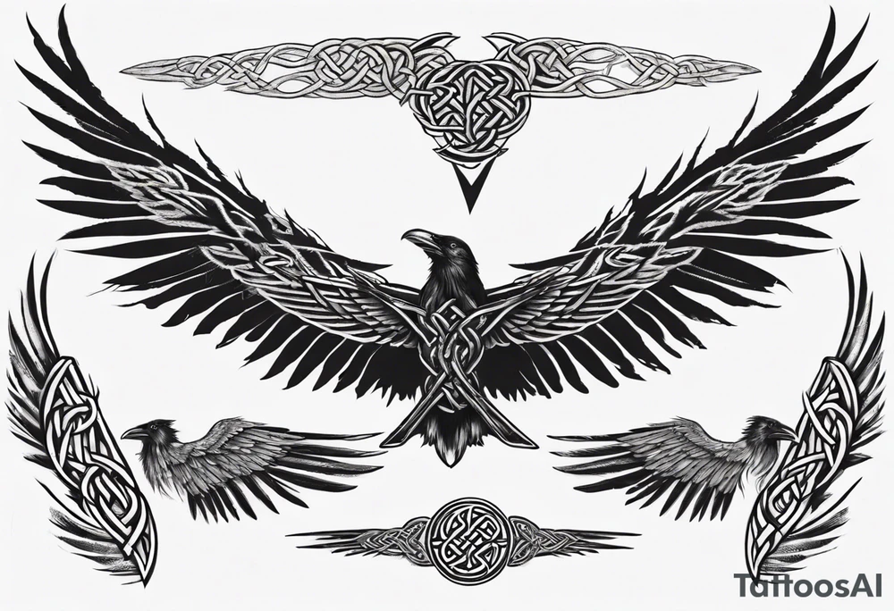 norse style raven wings spread with celtic knotwork tattoo idea norse style raven wings spread with celtic knotwork tattoo idea