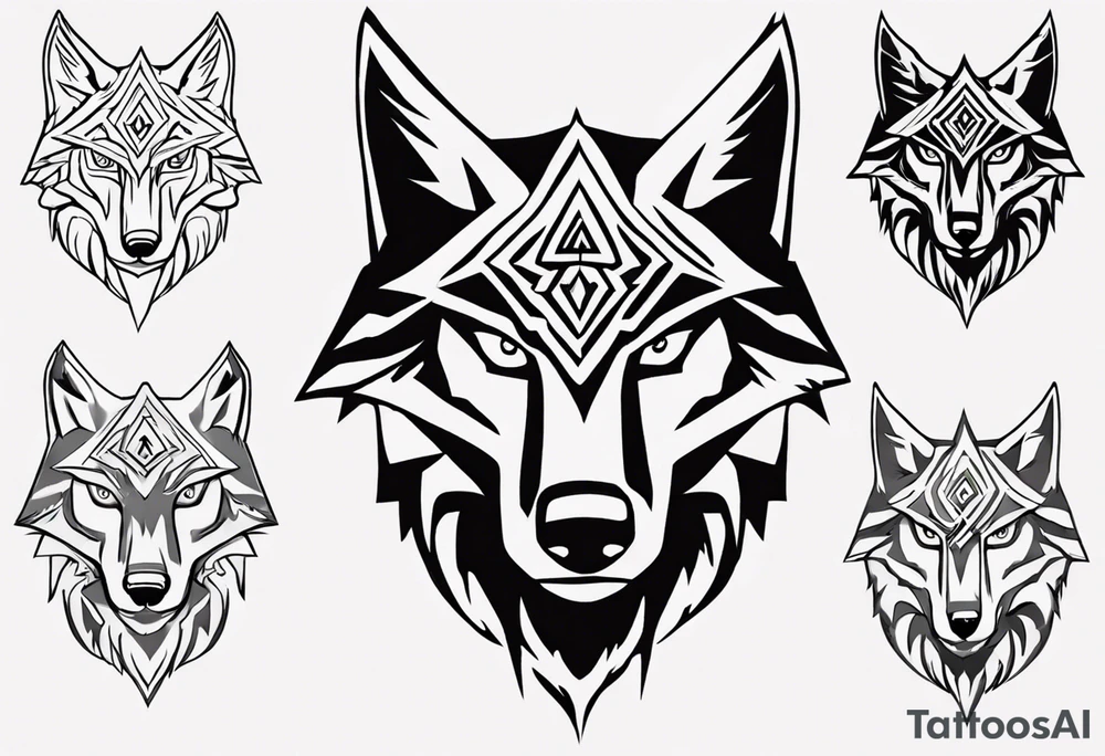 simple wolf head from zelda twilight princess front tattoo idea
