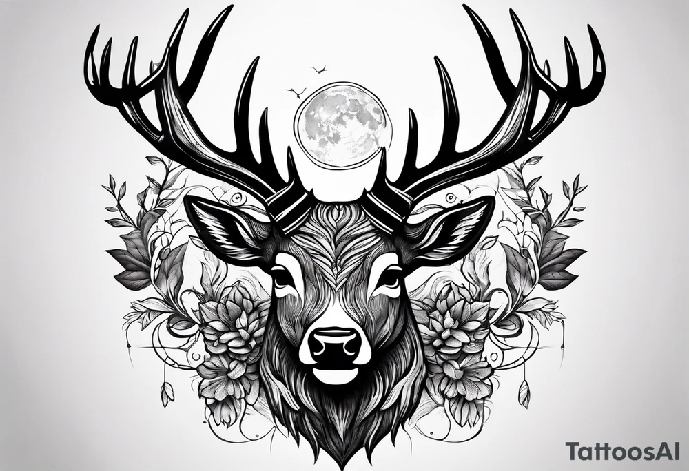 A deer baring fangs tattoo idea