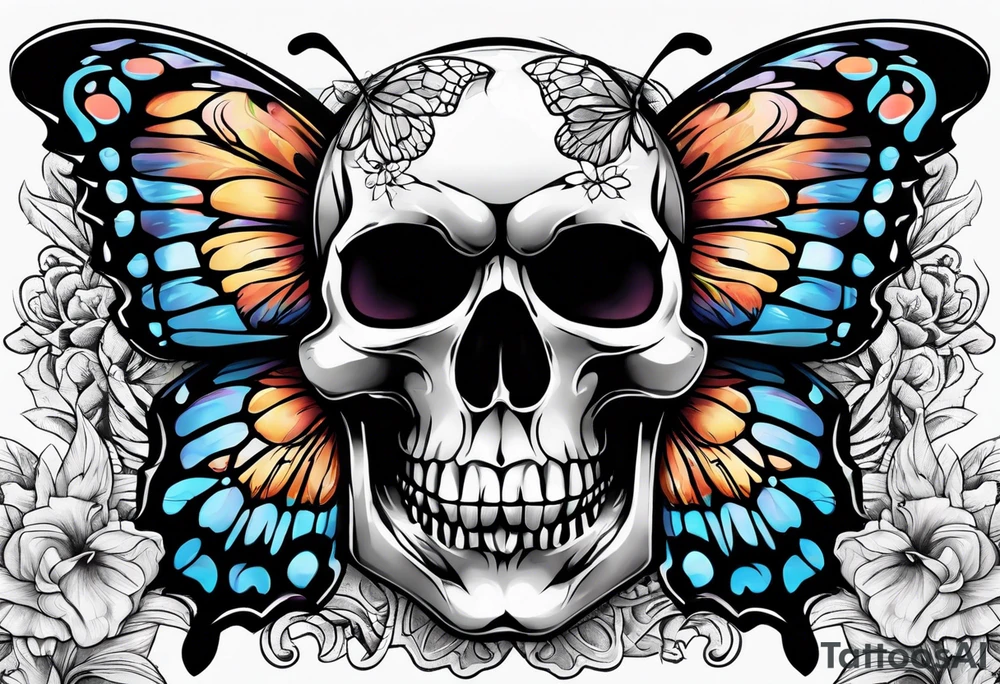 Create a butterfly with skull inside of its wings tattoo idea