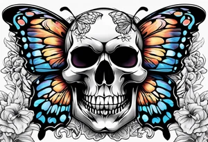 Create a butterfly with skull inside of its wings tattoo idea