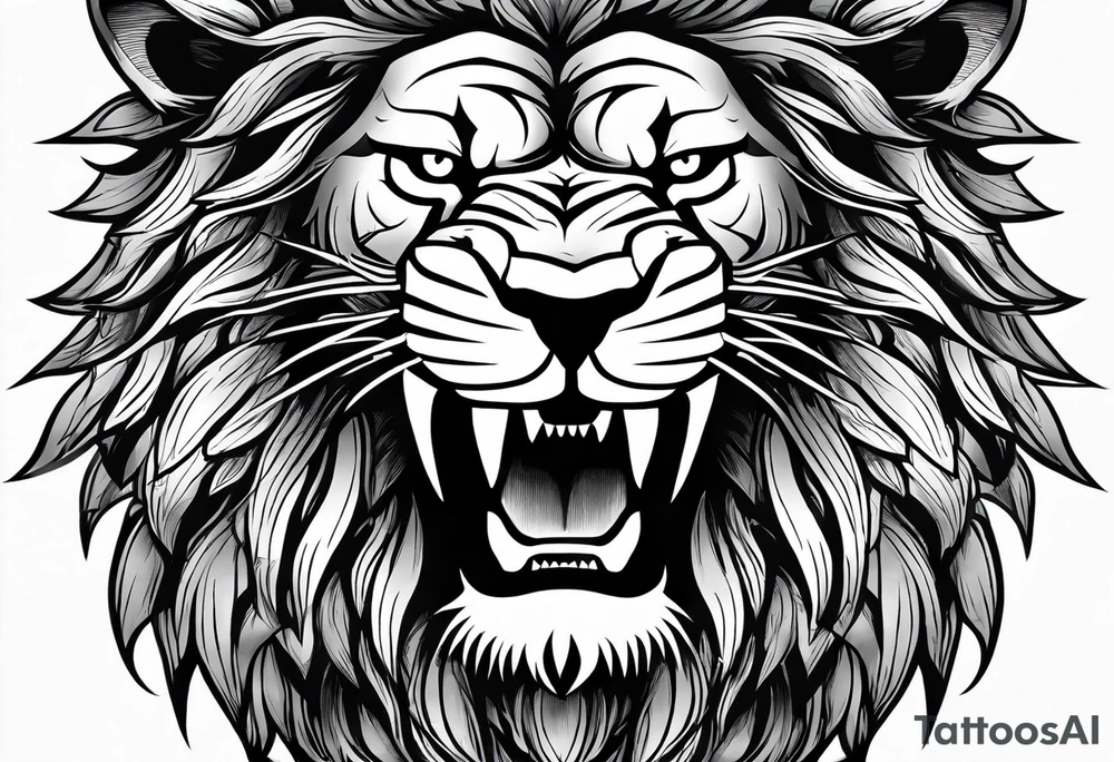 Lion head angry open the mouth more angry tattoo idea