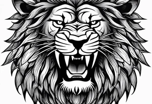 Lion head angry open the mouth more angry tattoo idea