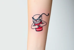 angry stick of dynamite with a mean face and muscles with a lit fuse tattoo idea