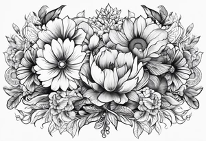 Sleeve tattoo, field of flowers with something cultural and majestic tattoo idea