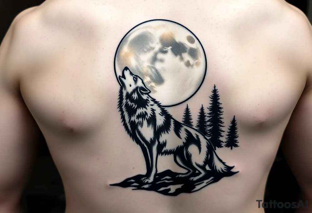 lone wolf howling at full moon with northern lights backdrop tattoo idea lone wolf howling at full moon with northern lights backdrop tattoo idea