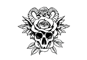 goat bones odd angel surreal rose tattoo idea