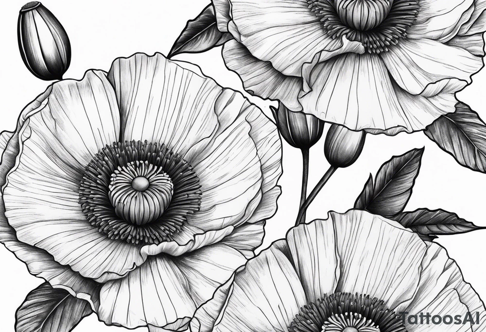 Rock slowly transition to Poppy plant tattoo idea