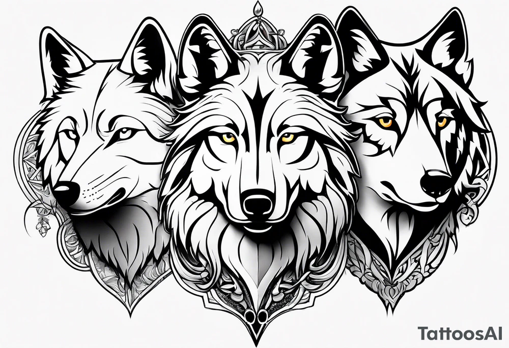 Wolf family of 5 tattoo idea