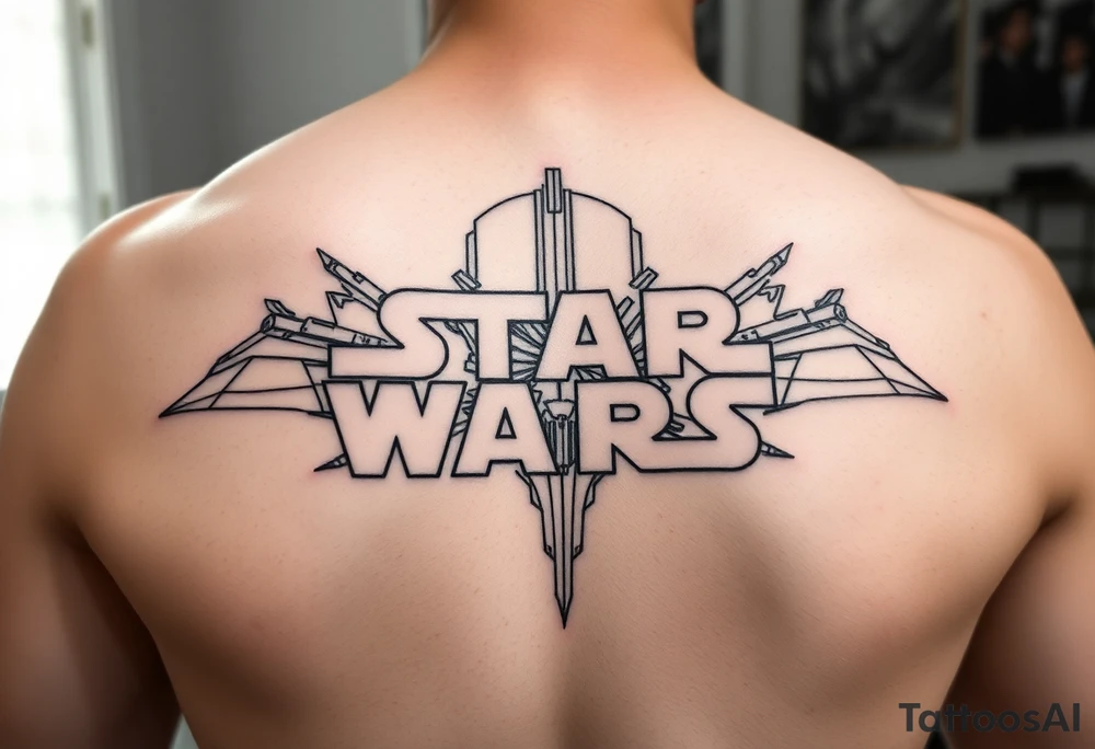star wars in a linear design tattoo idea