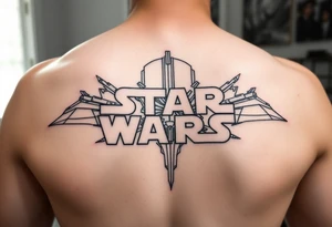 star wars in a linear design tattoo idea