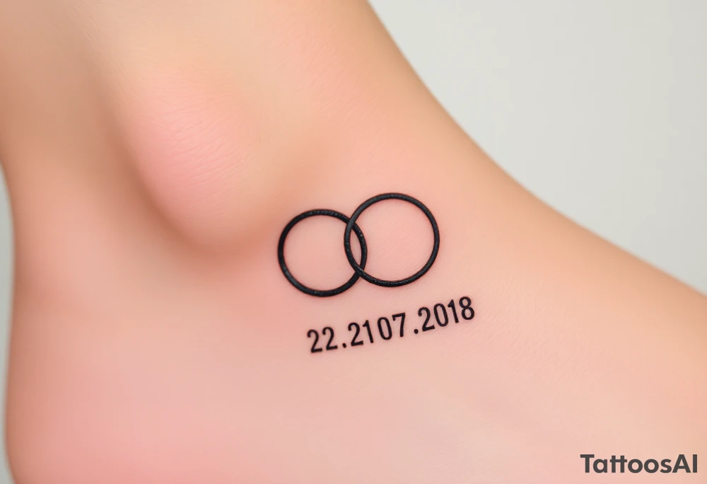 wedding rings tattoo with love and wedding date 22.07.2018 tattoo idea