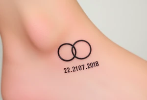 wedding rings tattoo with love and wedding date 22.07.2018 tattoo idea