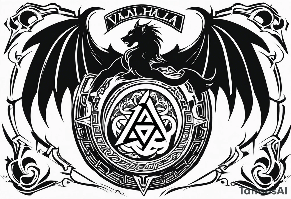 Valhalla sword shield axe Valknut dragon lion tattoo idea Valhalla sword shield axe Valknut dragon lion tattoo idea