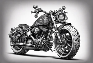 a drawing of a motorcycle made out of gears tattoo idea