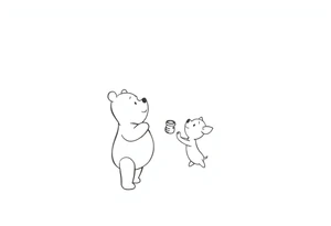 Winnie the Pooh and piglet with  a flying Ballon and honey pot tattoo idea