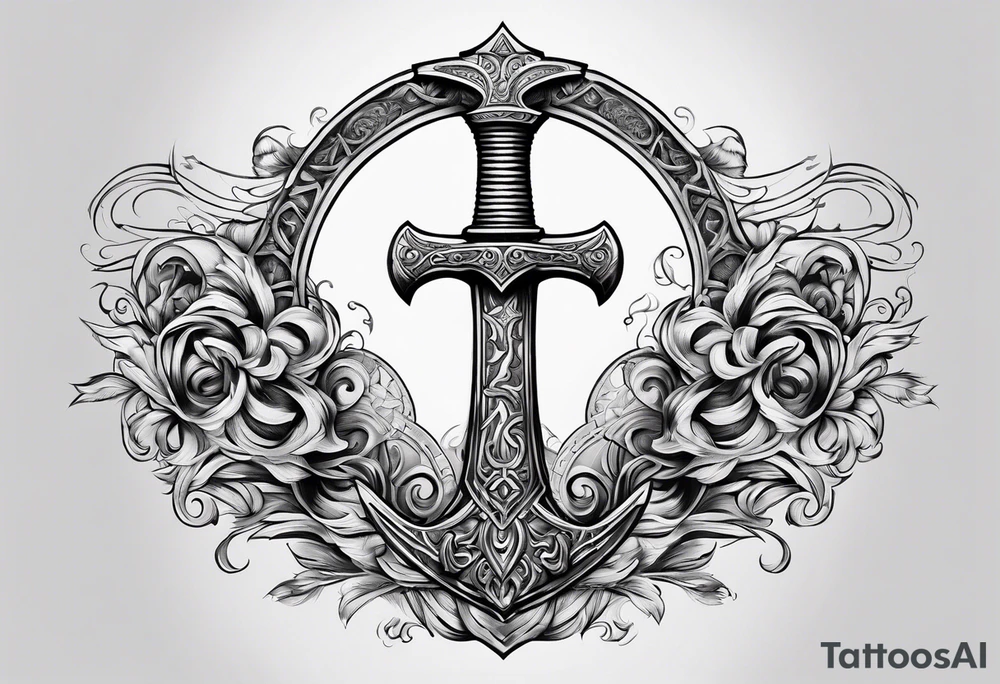 Valhalla gates sword  axe tattoo idea