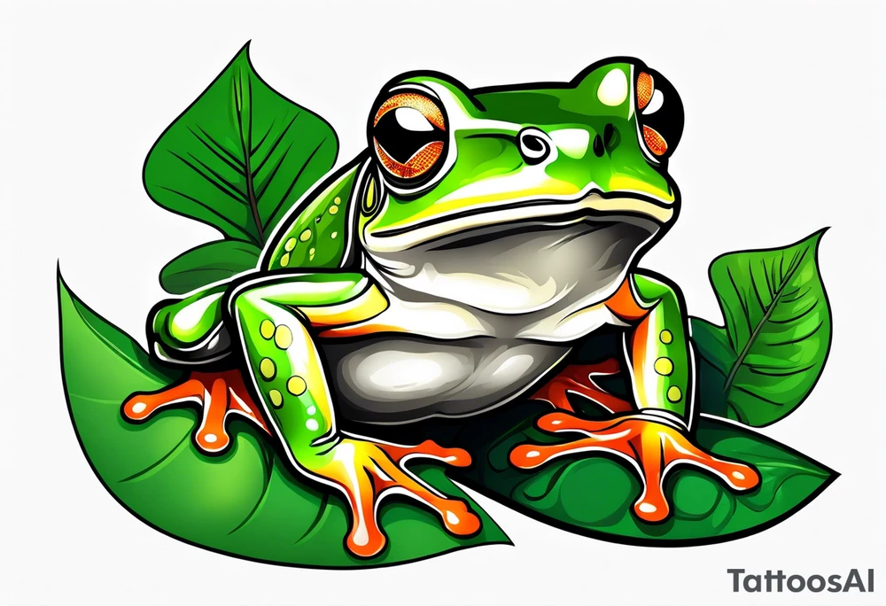 Tree frog clover tattoo idea