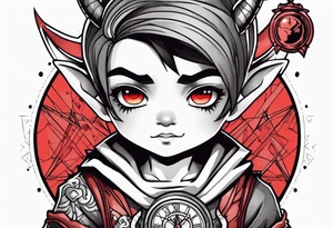 cute devil boy holding a time bomb tattoo idea