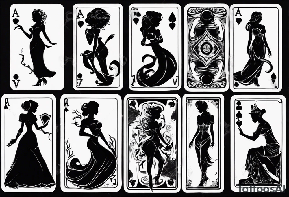 a playing card with a silhouette of a woman tattoo idea