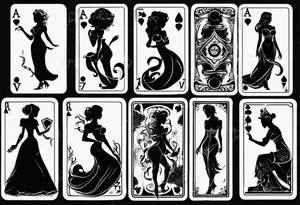 a playing card with a silhouette of a woman tattoo idea