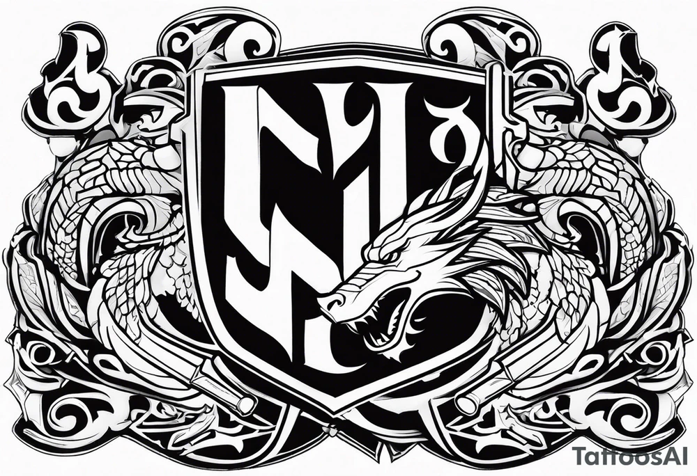 Valhalla dragon sword shield tattoo idea
