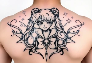 legendary sailor moon with energy aura and power effects tattoo idea