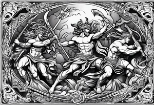 Greek gods fighting tattoo idea
