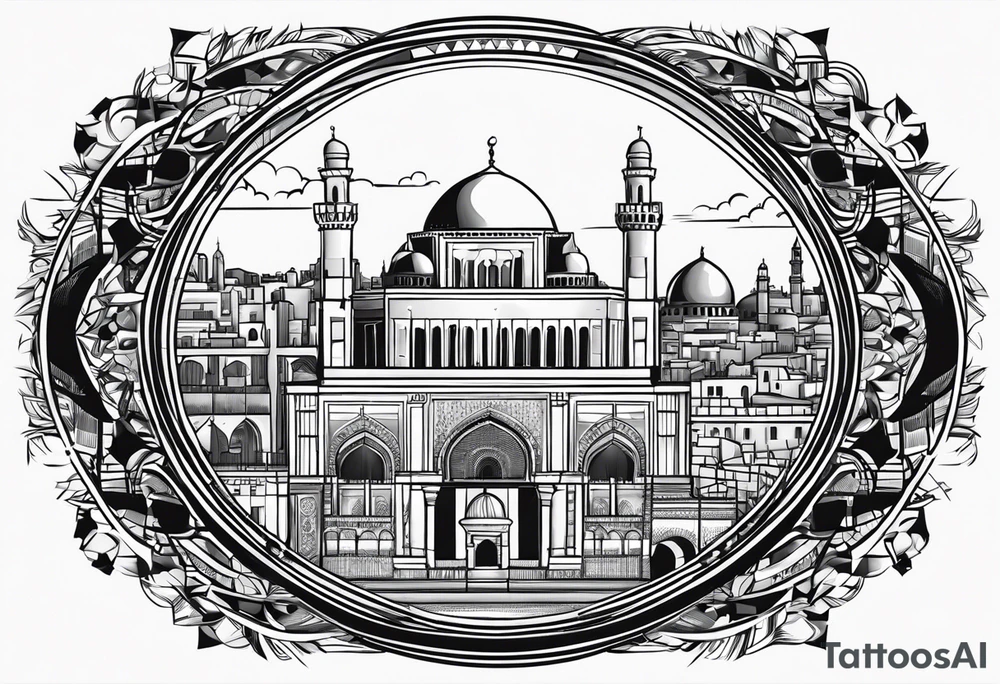 israel city vector circle
 vignette tattoo idea