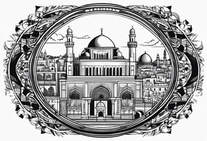 israel city vector circle
 vignette tattoo idea