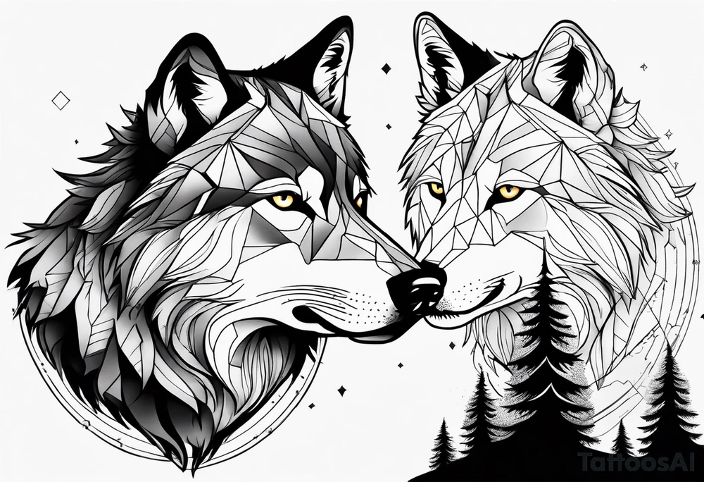 Mountains, wolf eyes underneath tattoo idea